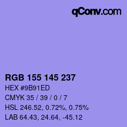 Color code: RGB 155 145 237 | qconv.com