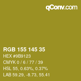 Color code: RGB 155 145 35 | qconv.com