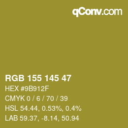 Color code: RGB 155 145 47 | qconv.com