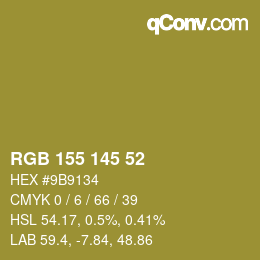 Color code: RGB 155 145 52 | qconv.com