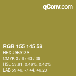 Color code: RGB 155 145 58 | qconv.com