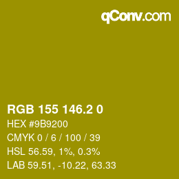 カラーコード: RGB 155 146.2 0 | qconv.com