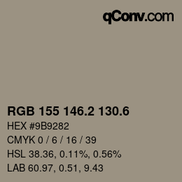 カラーコード: RGB 155 146.2 130.6 | qconv.com