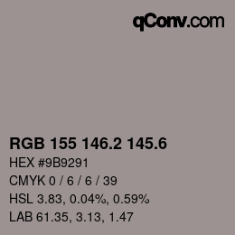 カラーコード: RGB 155 146.2 145.6 | qconv.com
