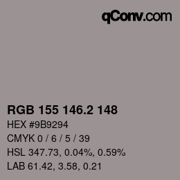 カラーコード: RGB 155 146.2 148 | qconv.com