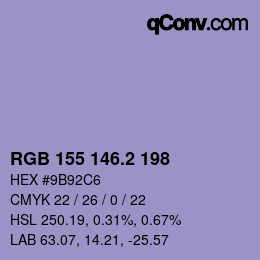 カラーコード: RGB 155 146.2 198 | qconv.com