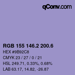 カラーコード: RGB 155 146.2 200.6 | qconv.com