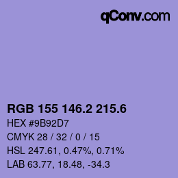 カラーコード: RGB 155 146.2 215.6 | qconv.com