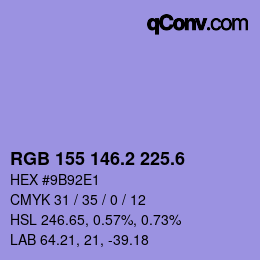 カラーコード: RGB 155 146.2 225.6 | qconv.com