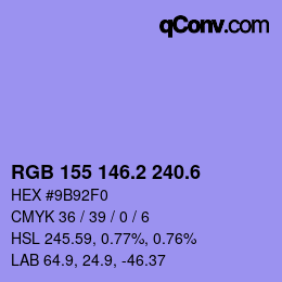 カラーコード: RGB 155 146.2 240.6 | qconv.com