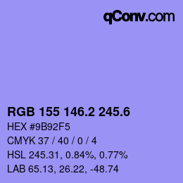 カラーコード: RGB 155 146.2 245.6 | qconv.com