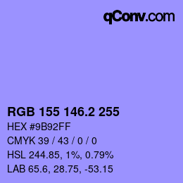 カラーコード: RGB 155 146.2 255 | qconv.com