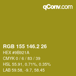 カラーコード: RGB 155 146.2 26 | qconv.com