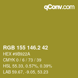 カラーコード: RGB 155 146.2 42 | qconv.com