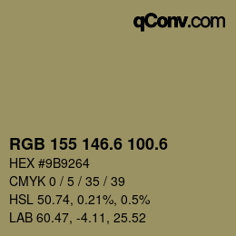 カラーコード: RGB 155 146.6 100.6 | qconv.com