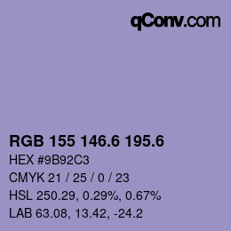 カラーコード: RGB 155 146.6 195.6 | qconv.com