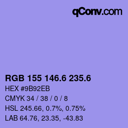 カラーコード: RGB 155 146.6 235.6 | qconv.com