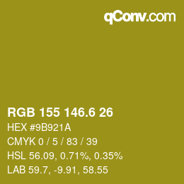 カラーコード: RGB 155 146.6 26 | qconv.com