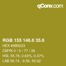 カラーコード: RGB 155 146.6 35.6 | qconv.com