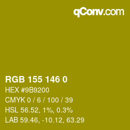 颜色代码: RGB 155 146 0 | qconv.com