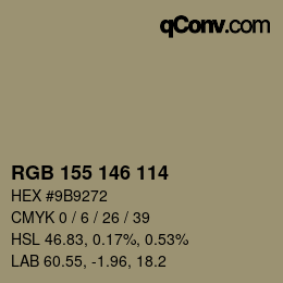 カラーコード: RGB 155 146 114 | qconv.com
