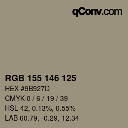 カラーコード: RGB 155 146 125 | qconv.com