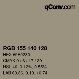 颜色代码: RGB 155 146 128 | qconv.com