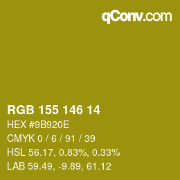 Color code: RGB 155 146 14 | qconv.com