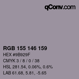 Código de color: RGB 155 146 159 | qconv.com
