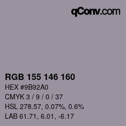 颜色代码: RGB 155 146 160 | qconv.com