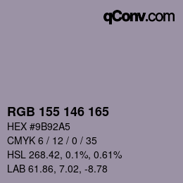 颜色代码: RGB 155 146 165 | qconv.com