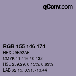 カラーコード: RGB 155 146 174 | qconv.com