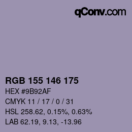 Color code: RGB 155 146 175 | qconv.com