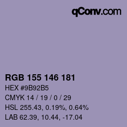 颜色代码: RGB 155 146 181 | qconv.com
