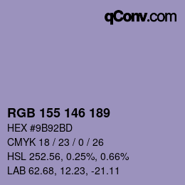 カラーコード: RGB 155 146 189 | qconv.com
