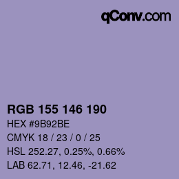 カラーコード: RGB 155 146 190 | qconv.com