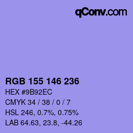 カラーコード: RGB 155 146 236 | qconv.com