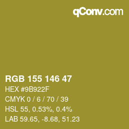 Color code: RGB 155 146 47 | qconv.com