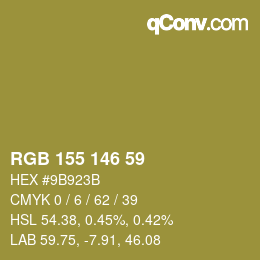 カラーコード: RGB 155 146 59 | qconv.com