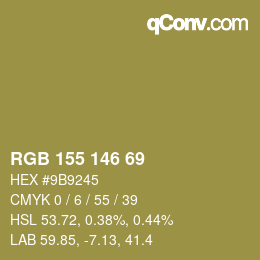 颜色代码: RGB 155 146 69 | qconv.com
