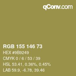 Color code: RGB 155 146 73 | qconv.com