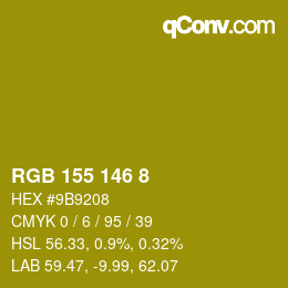 Color code: RGB 155 146 8 | qconv.com