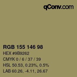 Color code: RGB 155 146 98 | qconv.com
