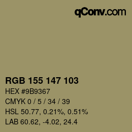 カラーコード: RGB 155 147 103 | qconv.com