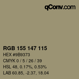 Código de color: RGB 155 147 115 | qconv.com