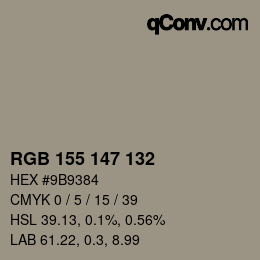 Color code: RGB 155 147 132 | qconv.com