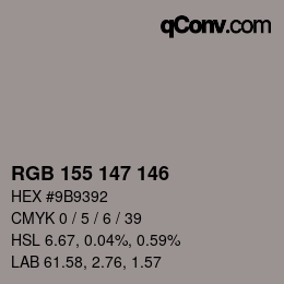 Código de color: RGB 155 147 146 | qconv.com