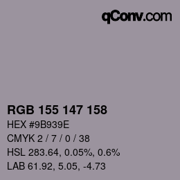 Color code: RGB 155 147 158 | qconv.com