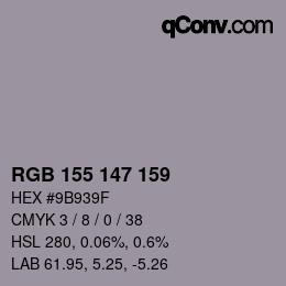 颜色代码: RGB 155 147 159 | qconv.com