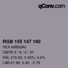 Color code: RGB 155 147 160 | qconv.com